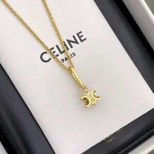 Celine Triomphe Gold Logo Necklace